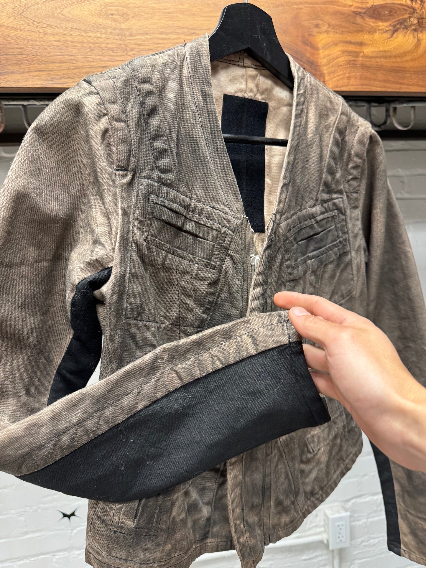 AW2005 Rick Owens ‘Slab’ Oiled Dust Brown Denim Jacket