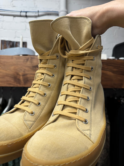Rick Owens Mustard/Gum Sole ‘Ramones’ Low Top Sneakers