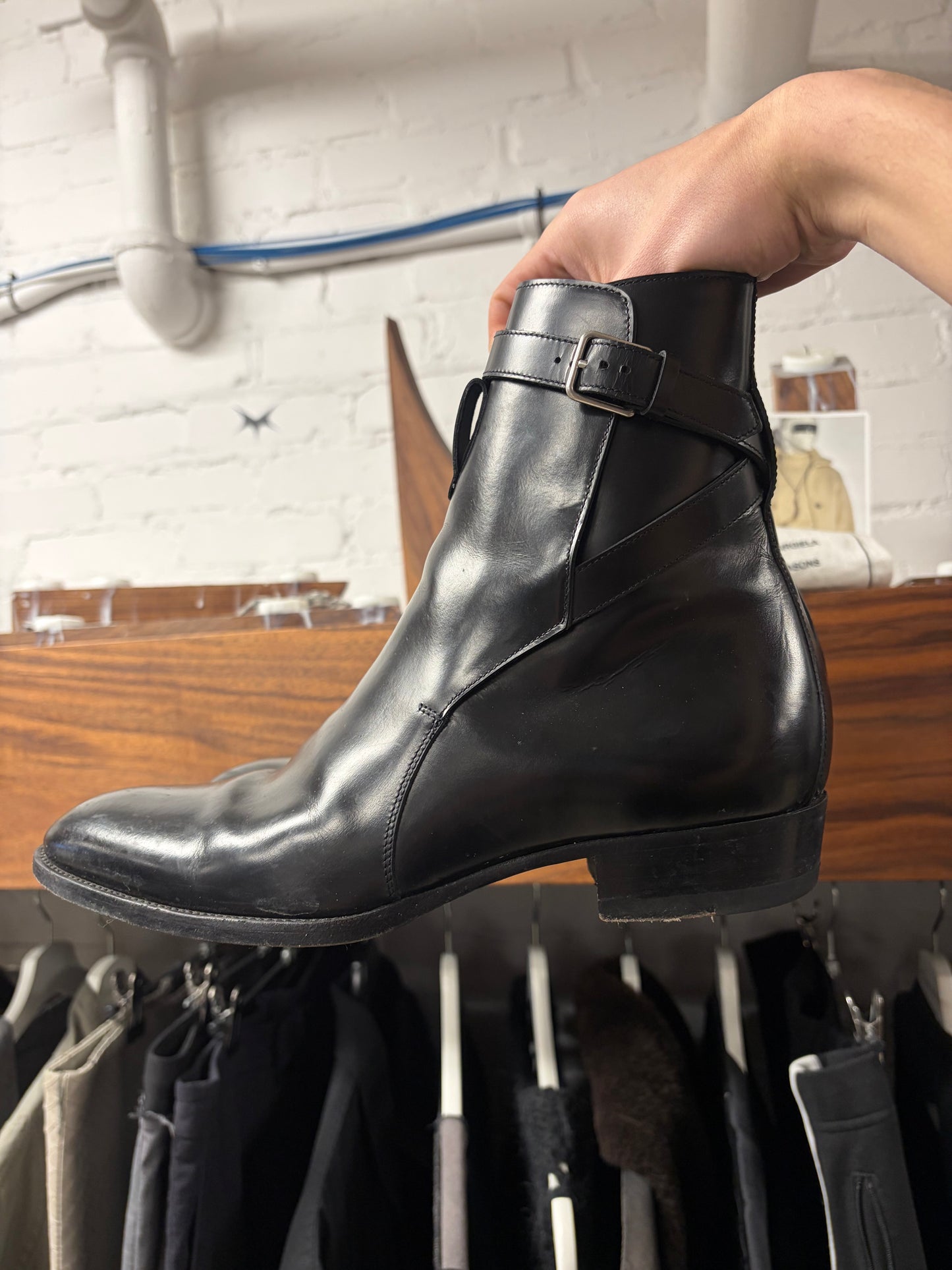 Saint Laurent ‘Jodhpur’ Matte Black Leather Pointed Toe Boots