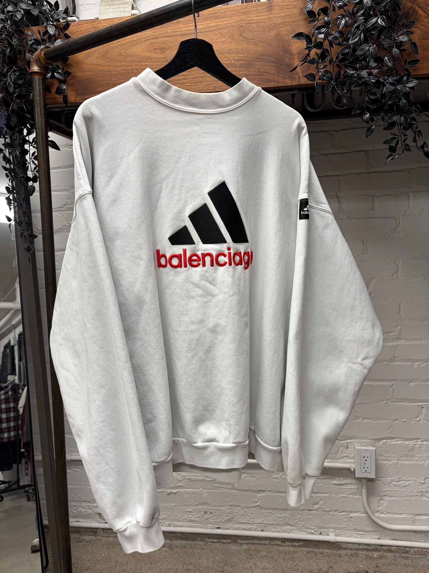 SS2022 Balenciaga x Adidas Embroidered Logo White Sweatshirt