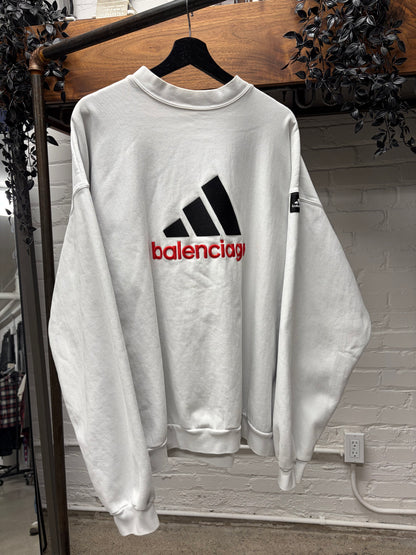 SS2022 Balenciaga x Adidas Embroidered Logo White Sweatshirt