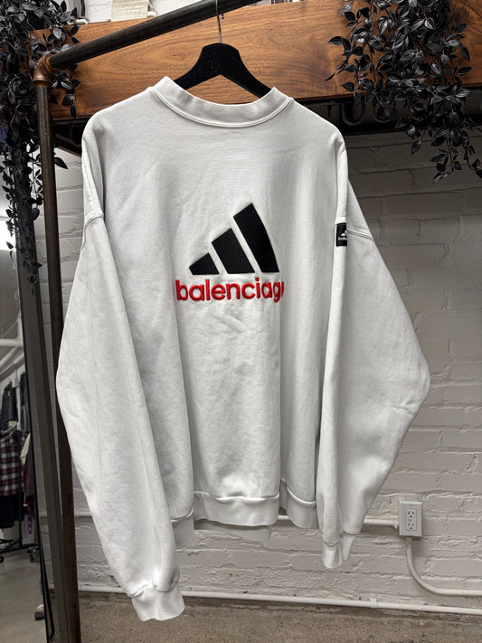 SS2022 Balenciaga x Adidas Embroidered Logo White Sweatshirt