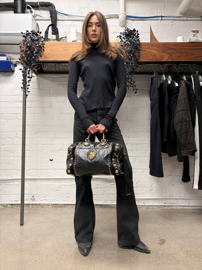 Gucci by Frida Giannini ‘Babouska’ Leather Bag with Gold ‘GG Heart’ Hardware & Studding