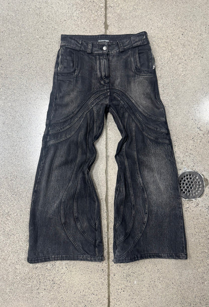 No Faith Studios Wide Leg Flared ‘Wave Denim’