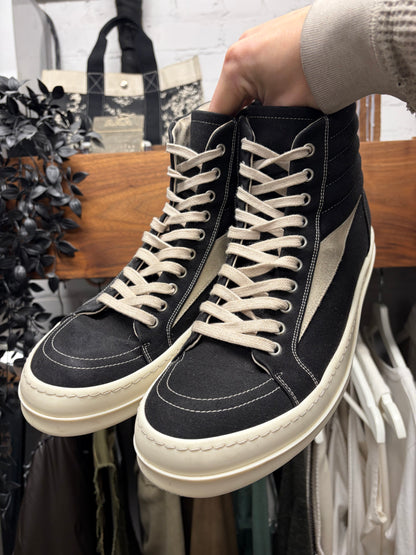 Rick Owens ‘Vans’ Black Canvas High Top Sneakers