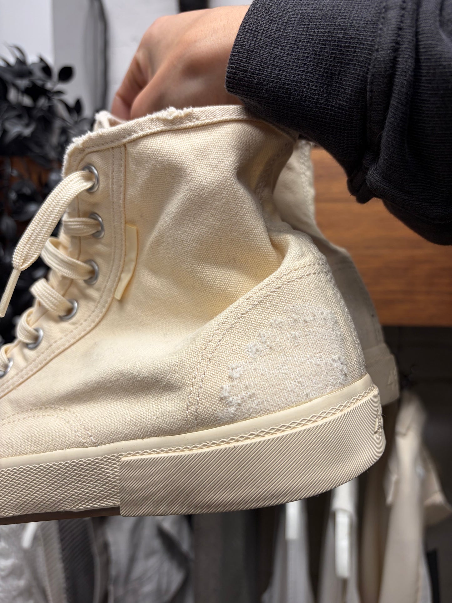 Balenciaga ‘Paris’ Cream White Canvas High Top Sneakers