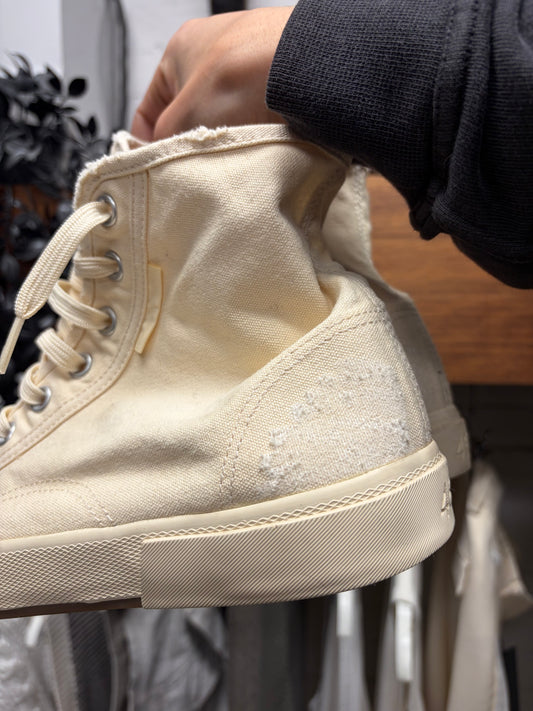 Balenciaga ‘Paris’ Cream White Canvas High Top Sneakers