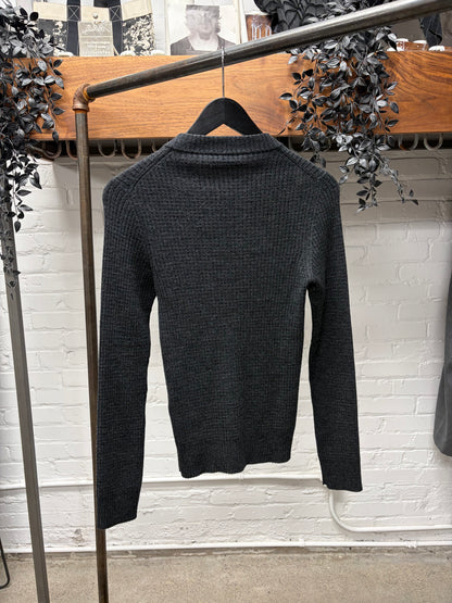 Dolce & Gabbana Grey Henley Wool Long Sleeve Shirt