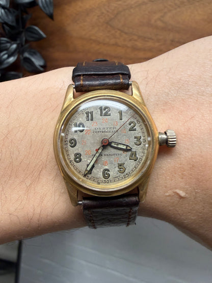 1940s Rolex ‘Oysterdate Centergraph’ with Leather Strap