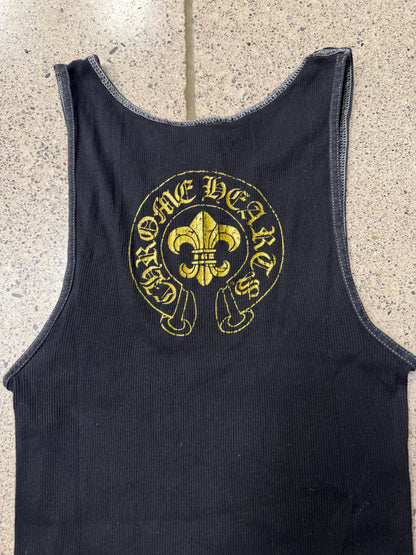 2000s Chrome Hearts ‘Dagger Flooded’ Ribbed Black Tank Top