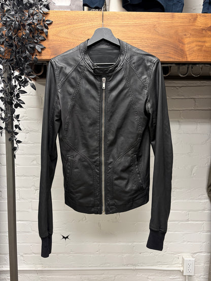 SS2009 Rick Owens ‘Strutter’ Black Lambskin Leather Panelled Moto-Jacket