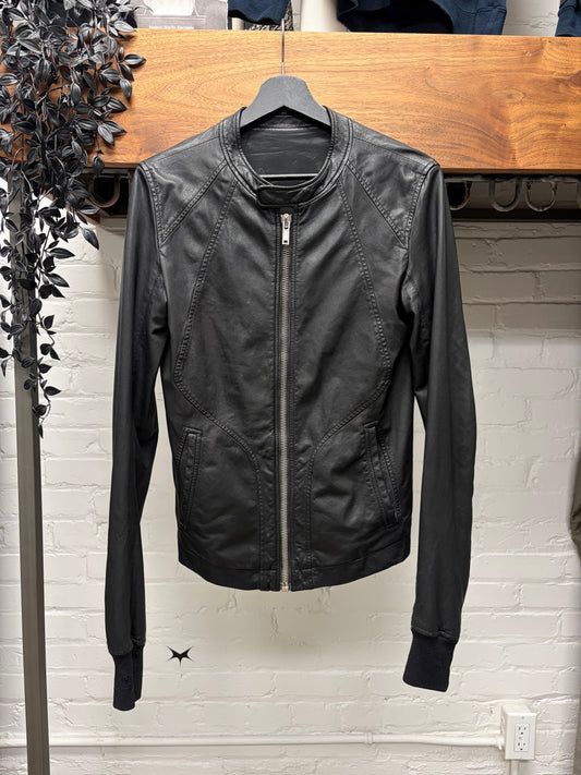 SS2009 Rick Owens ‘Strutter’ Black Lambskin Leather Panelled Moto-Jacket