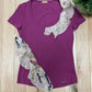 Galliano Ruffle Detailed Purple Scoop Neck Shirt