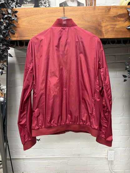 2014 Prada Peforated Red Nylon Zip-Up Bomber Jacket