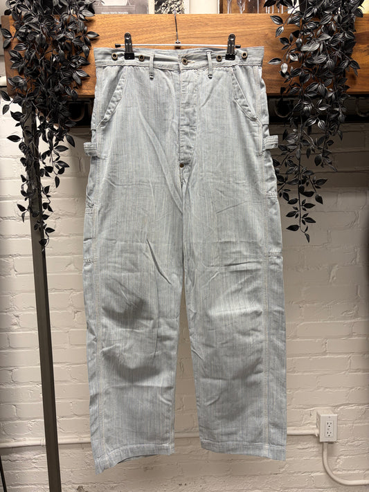 Kapital ‘Lumbar’ Double Knee Washed Grey Cotton Carpenter Denim