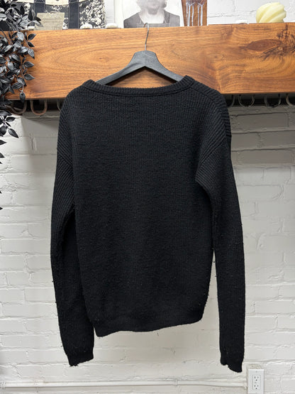 AW2016 Raf Simons ‘Detroit’ Patched Black Knit Sweater
