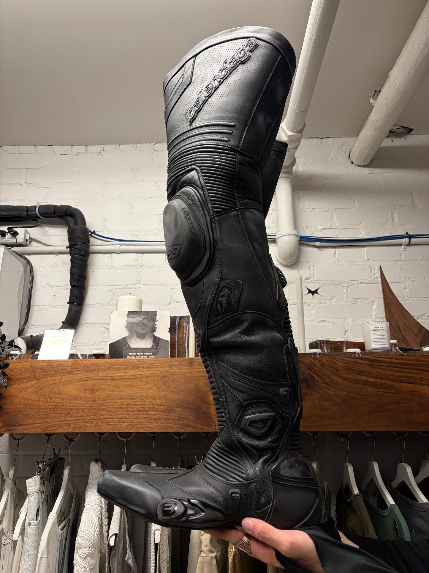 AW2023 Balenciaga ‘OTK’ Over the Knee Leather Biker Boots