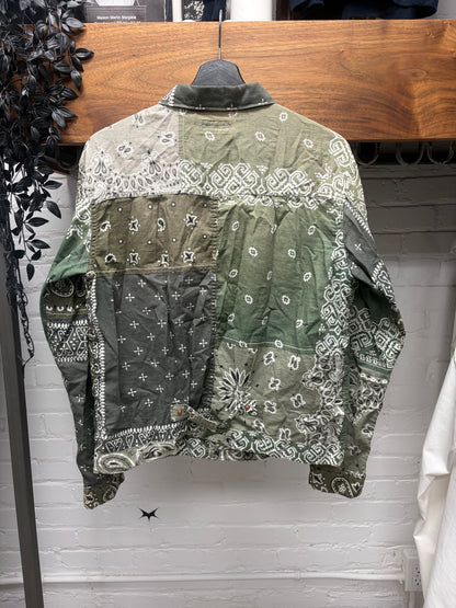 Kapital Paisley Green Bandanna Patchwork Trucker Jacket