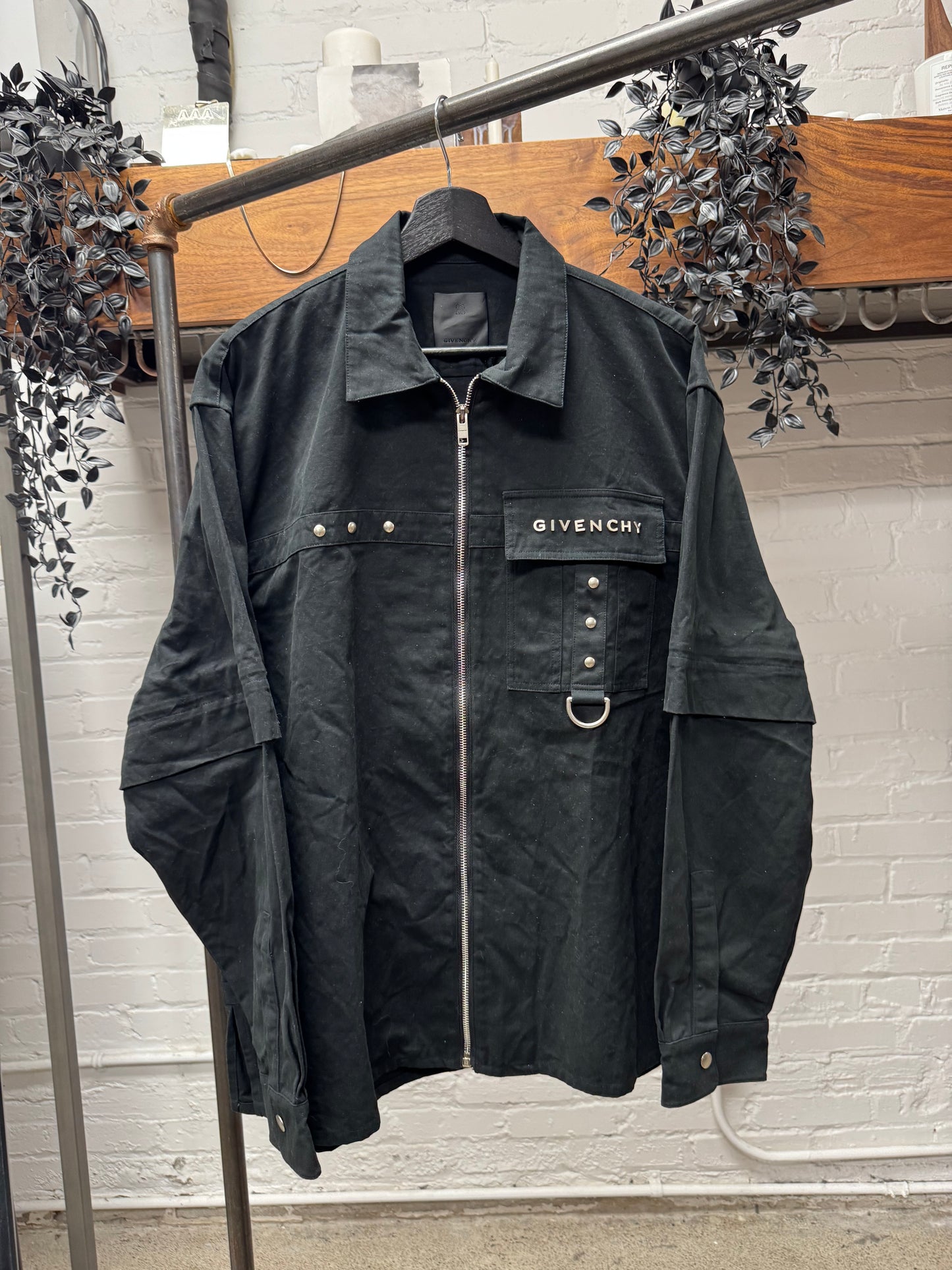Givenchy by Matthew Williams Layered Black Studded D-Ring Work Jacket