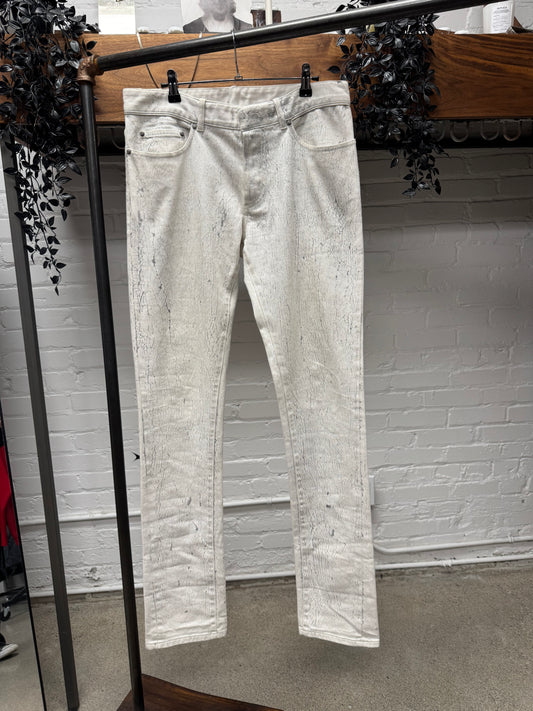 2014 Balenciaga ‘Paint Cracked’ White Skinny Jeans