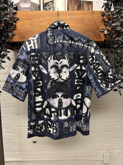 SS2022 Resort Givenchy x Chito Airbrushed Black/Blue Paisley Button Snap Shirt