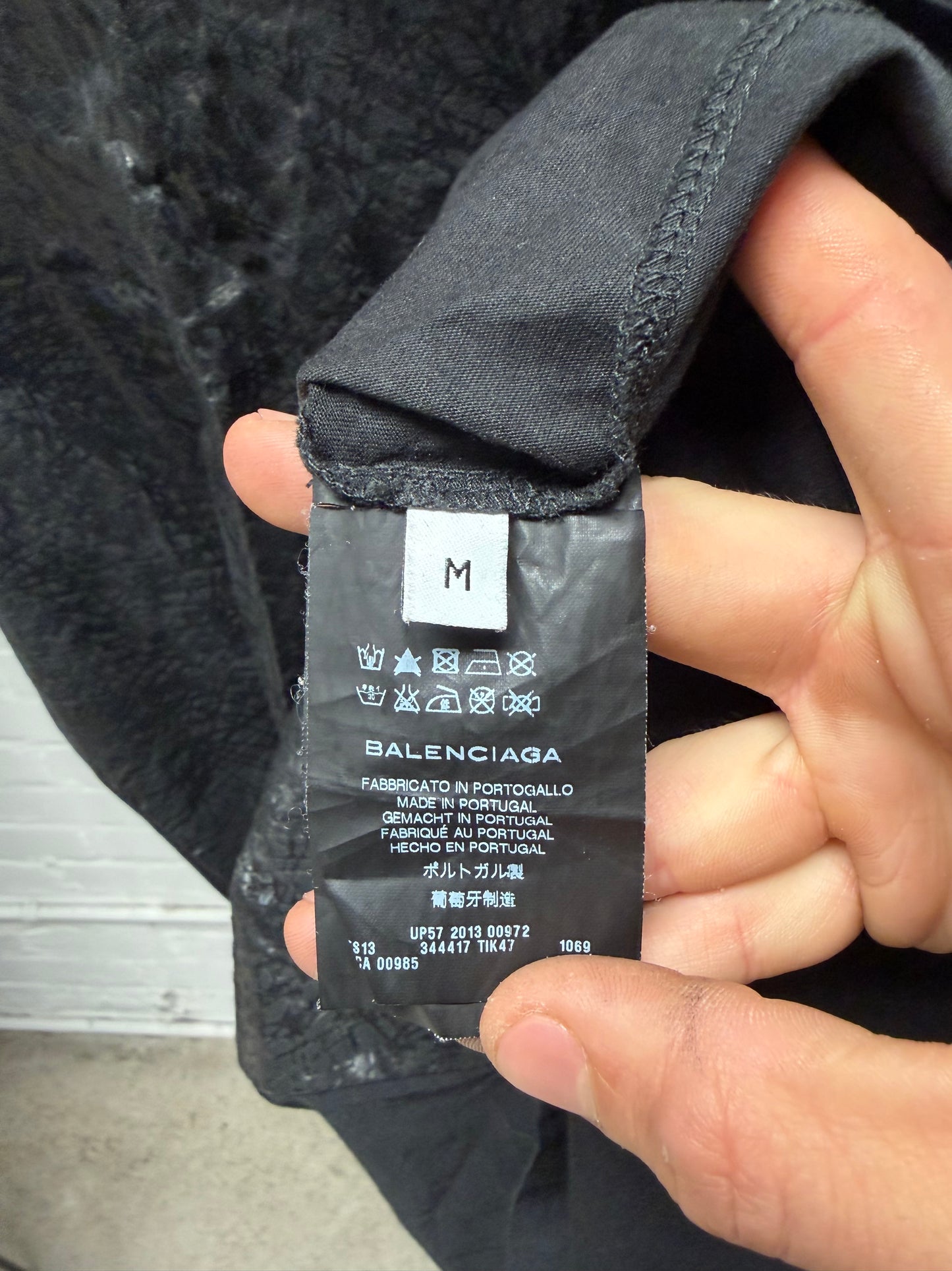 2013 Balenciaga ‘Waxed Finish’ Black T-Shirt
