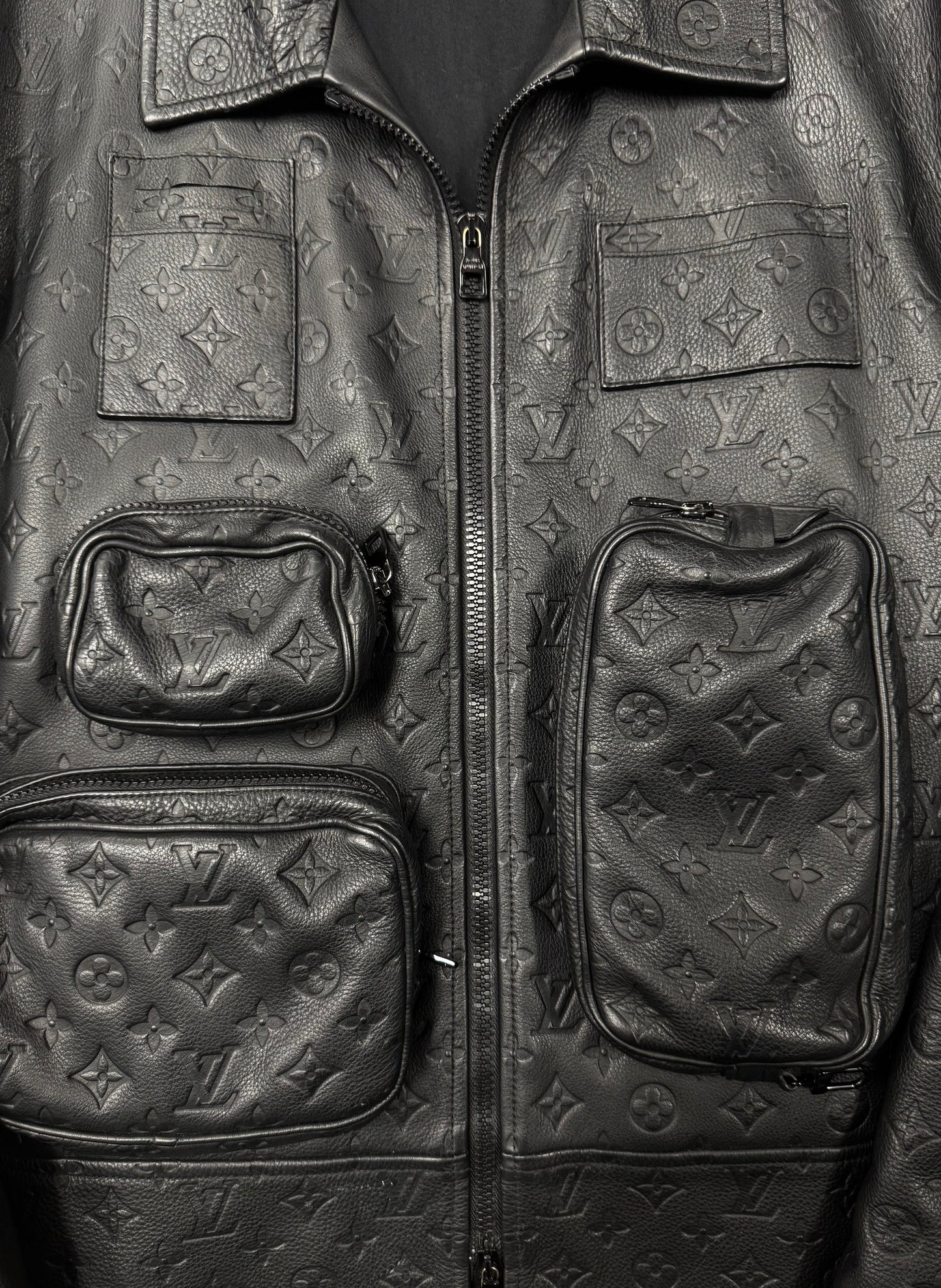 SS2024 Louis Vuitton Bullhide Monogram Embossed ‘Utility’ Leather Jacket