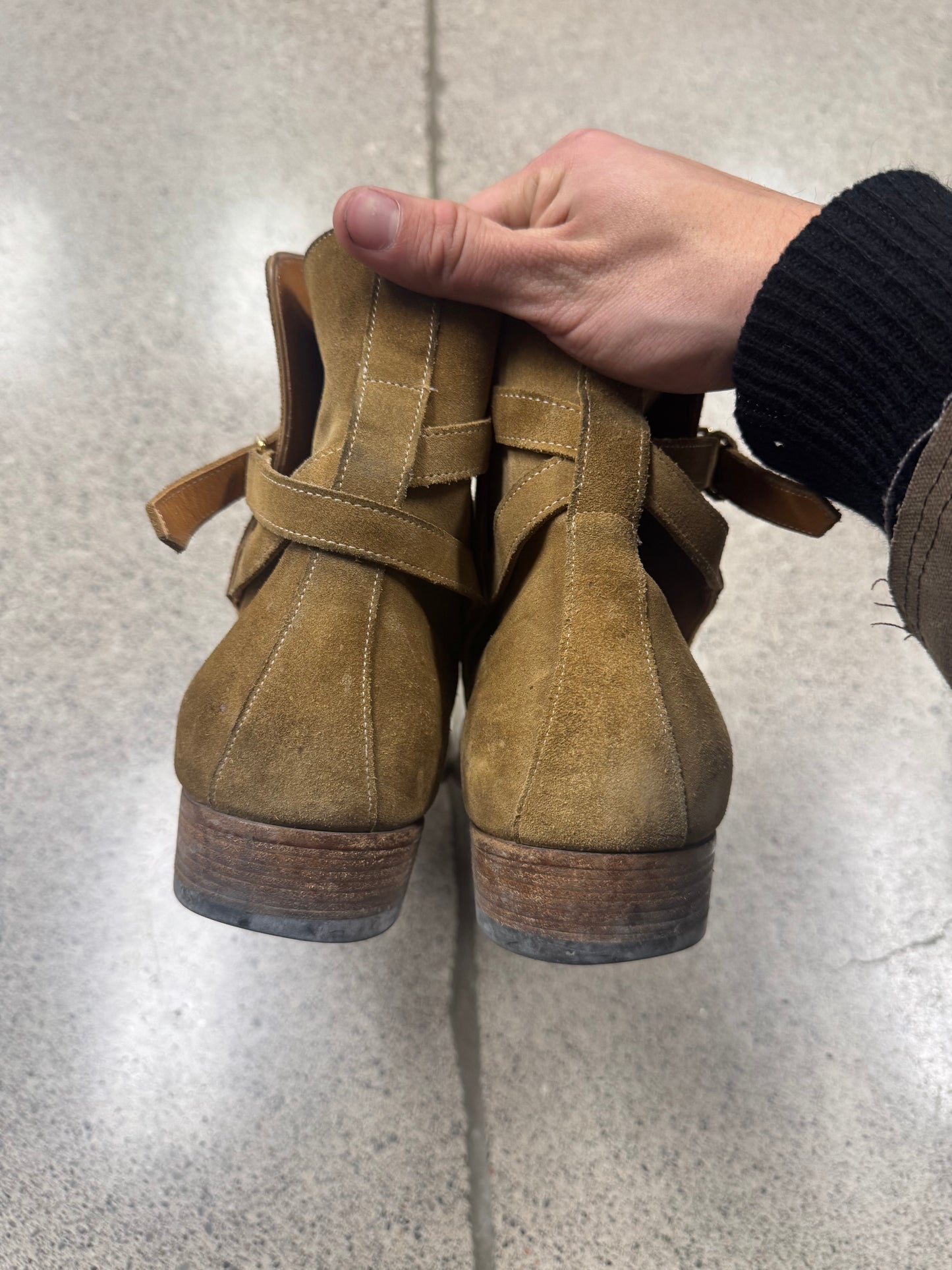 Saint Laurent ‘Jodhpur’ Brown Suede Buckle Boots