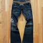 2000s Tornado Mart Black Flared Leg Embroidered Denim