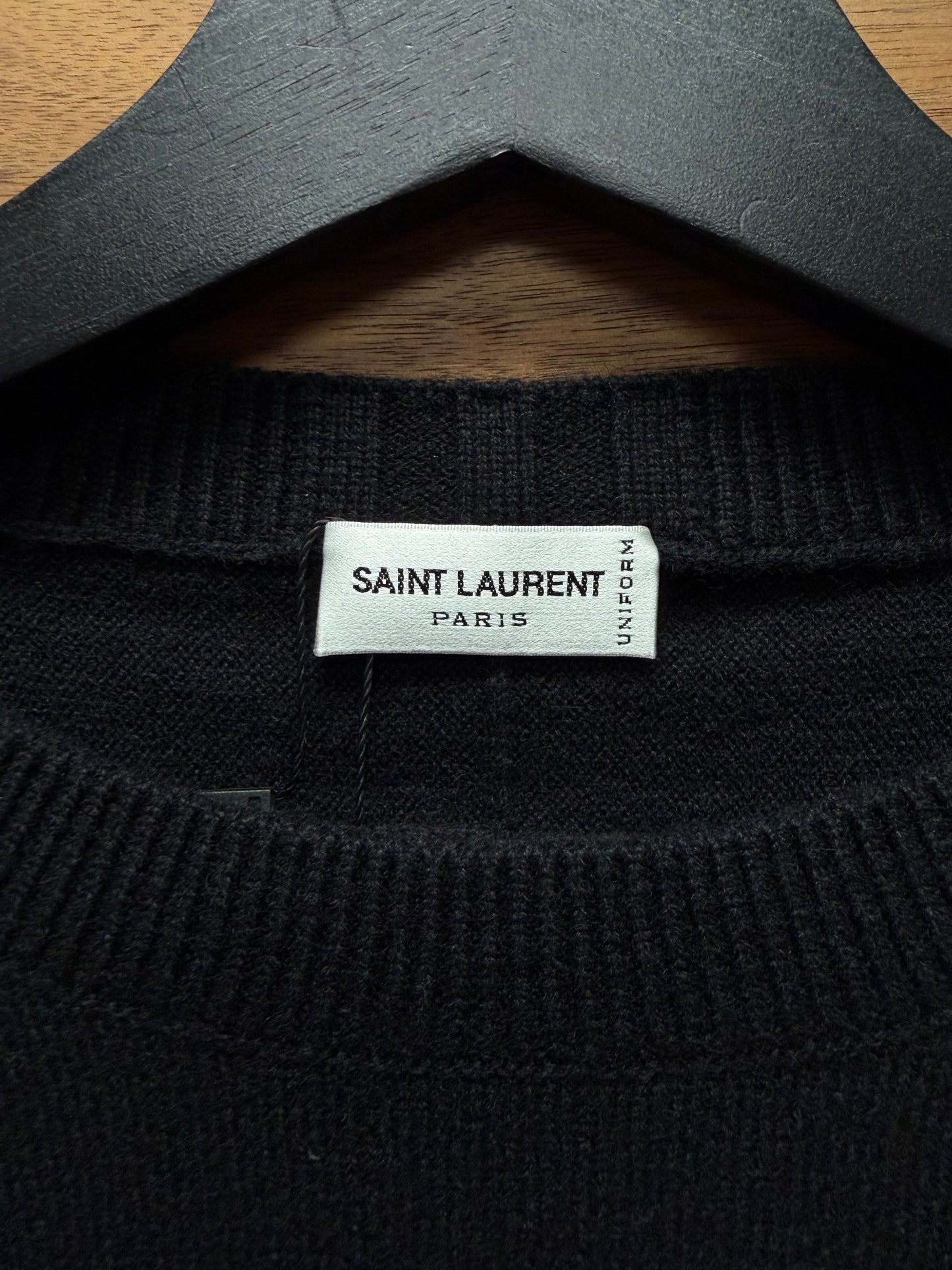 2021 Saint Laurent ‘Staff Uniform’ Black Wool Knit Sweater
