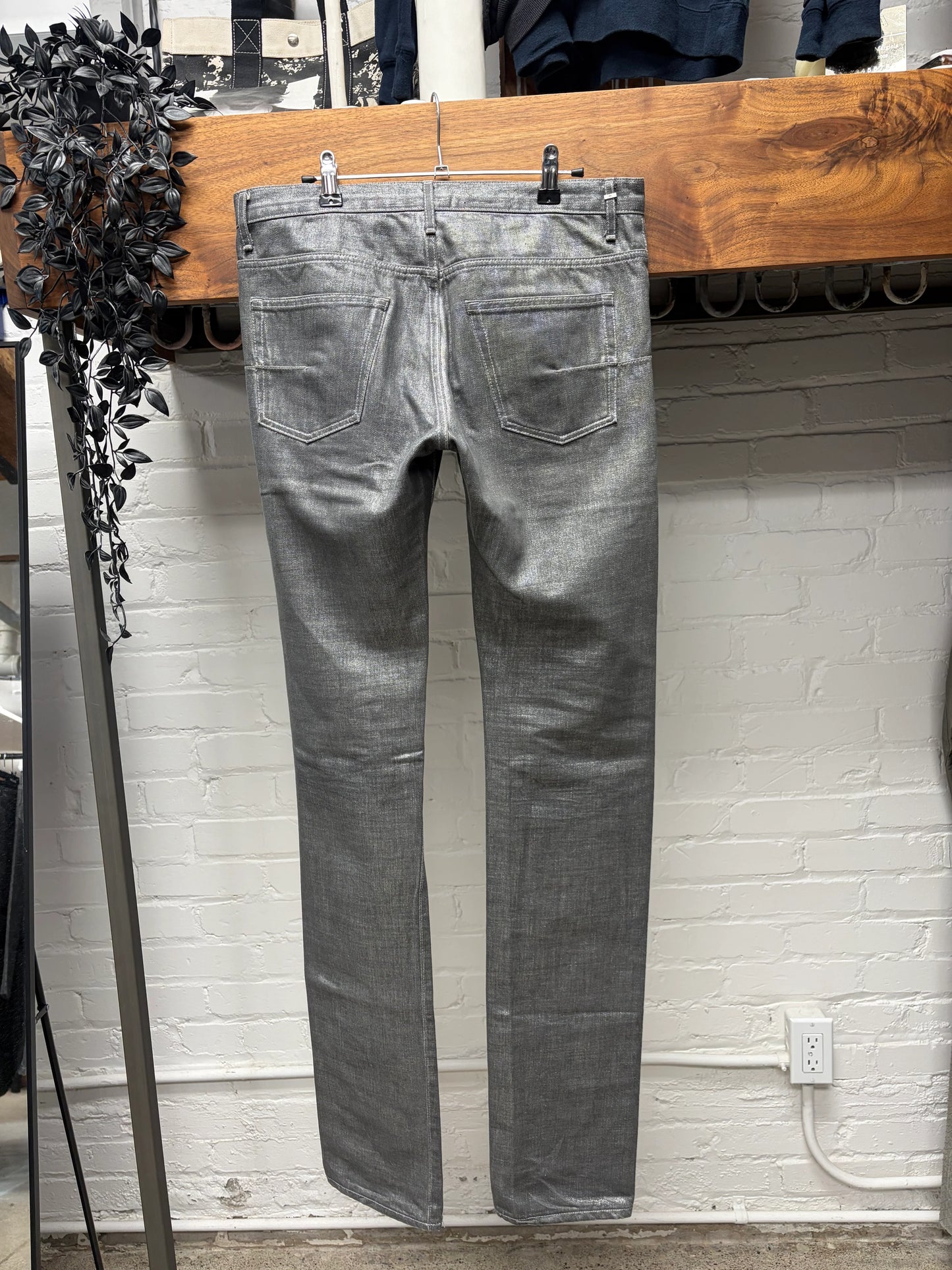 SS2008 Dior Homme ‘Radioactivity’ Unaltered Silver Waxed Skinny Jeans