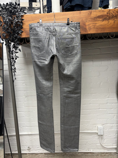 SS2008 Dior Homme ‘Radioactivity’ Unaltered Silver Waxed Skinny Jeans