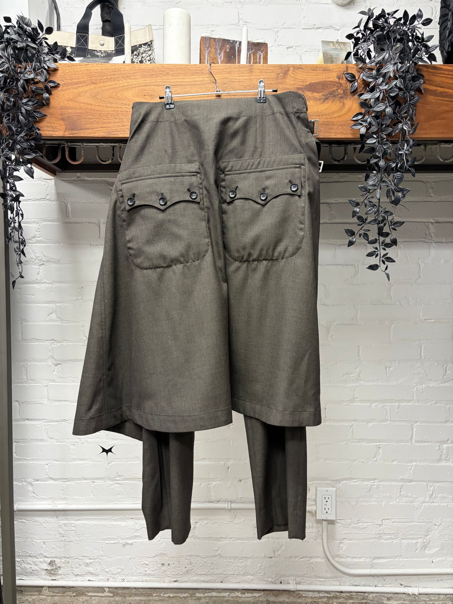 SS2025 Comme Des Garçons Homme Plus Skirted Layer Wool Wide Leg Trousers