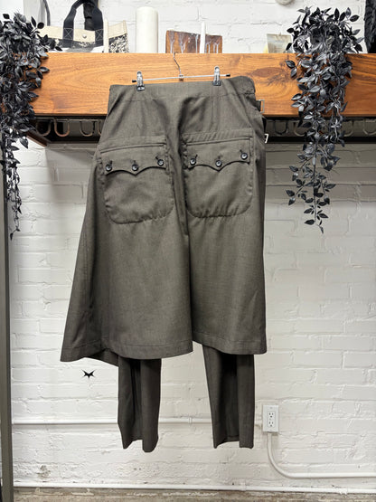 SS2025 Comme Des Garçons Homme Plus Skirted Layer Wool Wide Leg Trousers