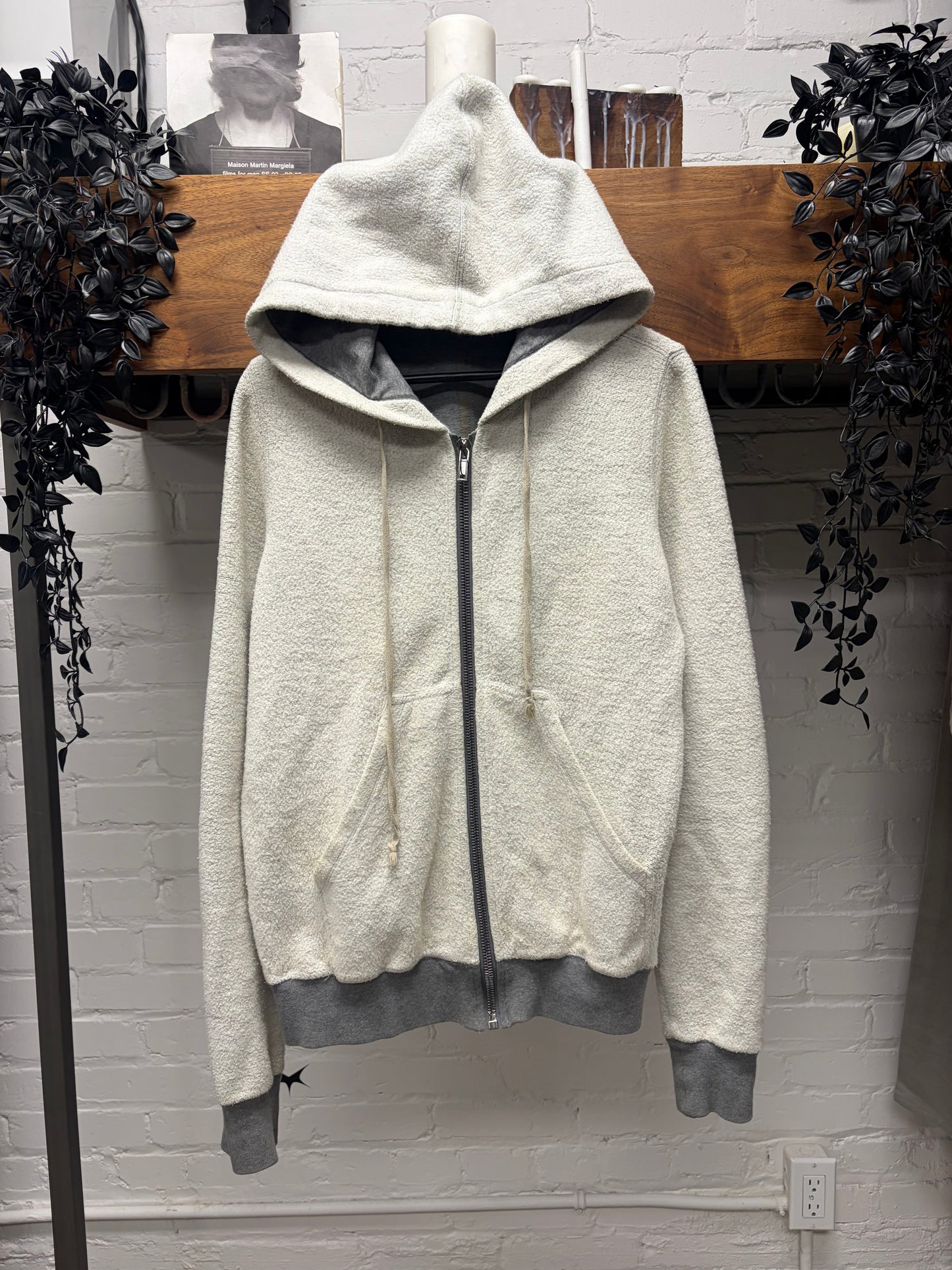 Rick Owens Inside-Out ‘Jason’ Grey Melange Zip-Up Hoodie