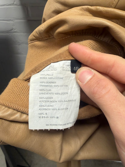 Prada Caramel Brown Lambskin Leather Moto Jacket