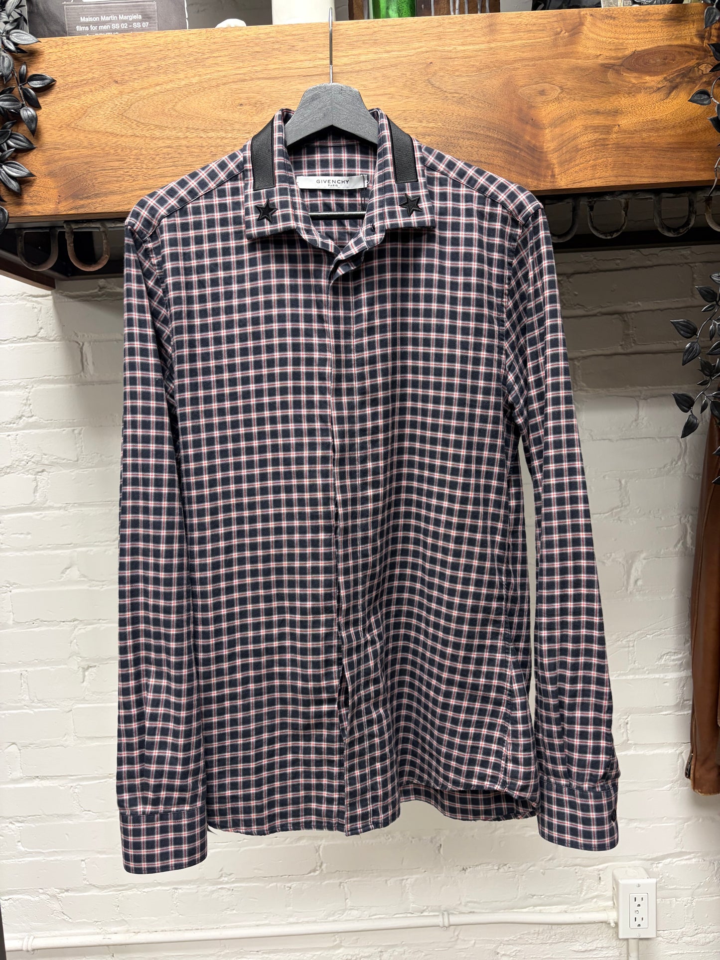 AW2015 Givenchy Plaid ‘Star Patch’ Embroidered Flannel Shirt