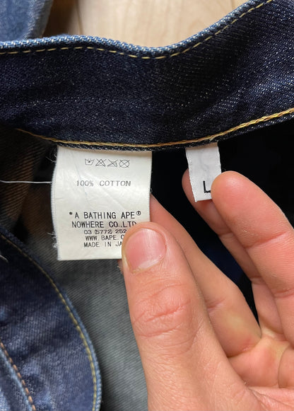Bape Embroidered Ape Head Logo Raw Denim