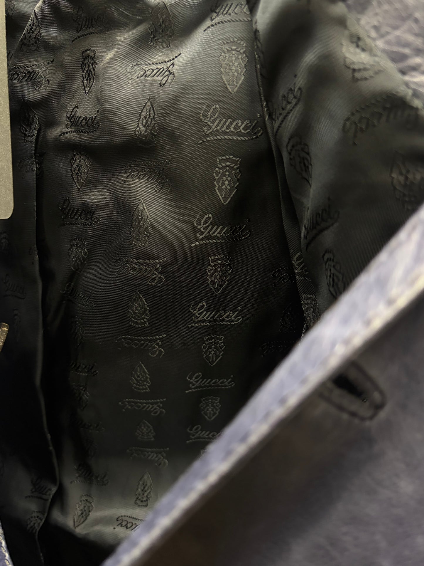 Gucci 'Madonna' Waxed Blue Leather Bomber Jacket