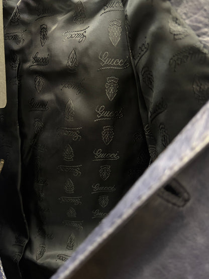 Gucci 'Madonna' Waxed Blue Leather Bomber Jacket