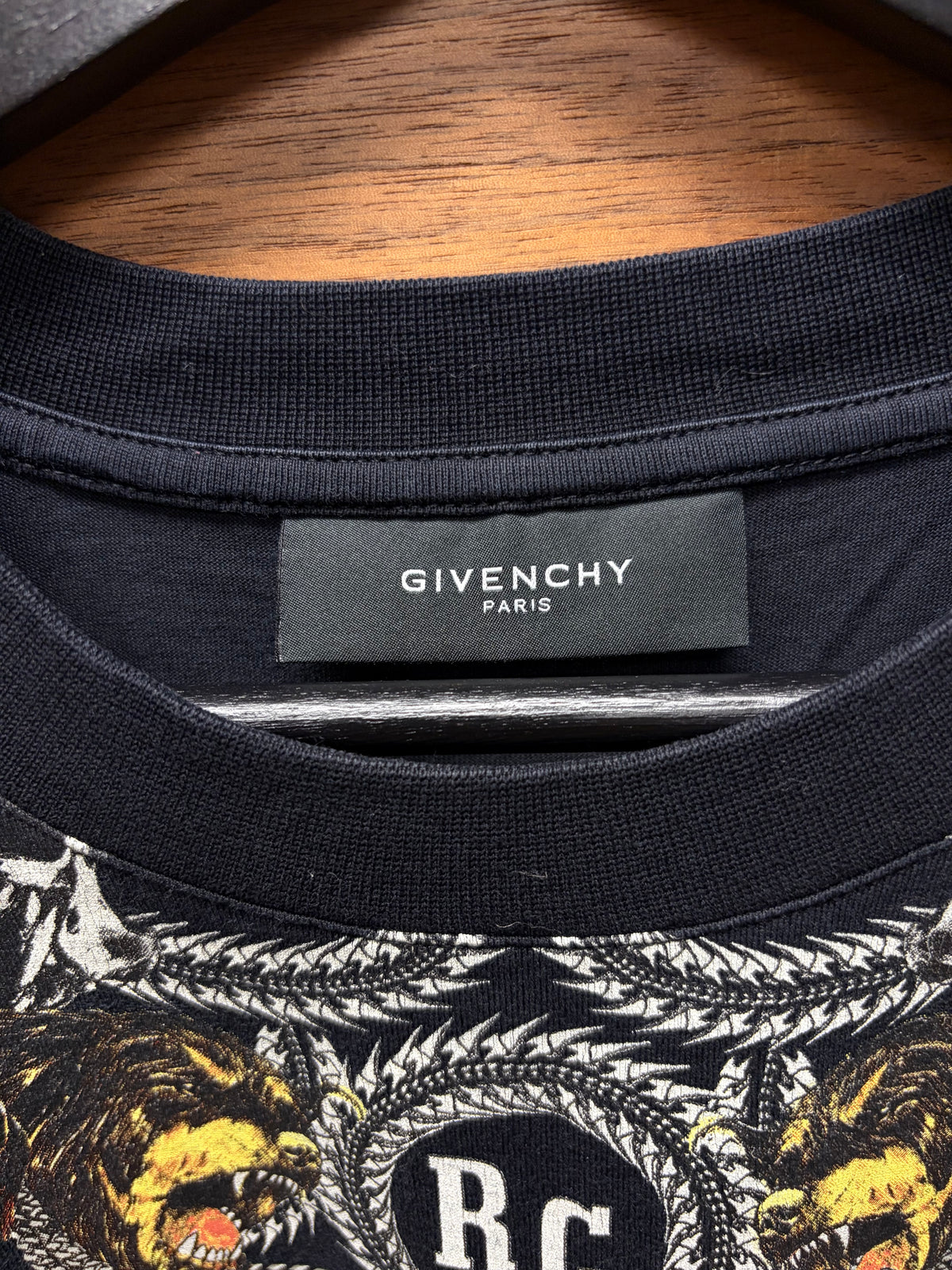 AW2011 Givenchy by Ricardo Tisci ‘Rottweiler Crest’ Striped Black Graphic T-Shirt
