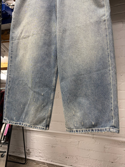 2024 Balenciaga Wide Leg Washed Blue Baggy ‘Skater Cut’ Denim