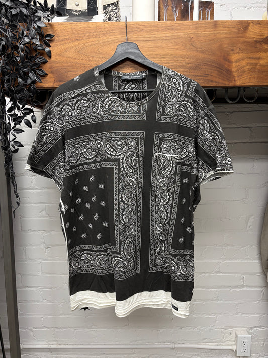 Dolce & Gabanna Mainline Paisley Bandanna Black/White Cotton T-Shirt