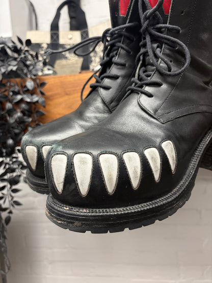 AW2022 Walter Van Beirendonck ‘Hyper Glam’ Teeth Platform Black Leather Boots