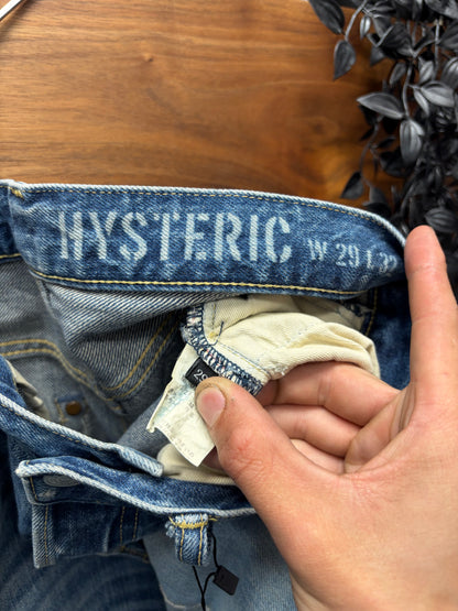 2000s Hysteric Glamour Blue Patchwork Skinny Jeans