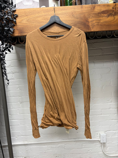 AW2021 Rick Owens ‘Gethsemane’ Double Layered ‘Honey’ Long Sleeve Cotton T-Shirt