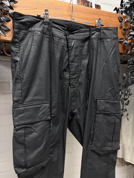 11 by Boris Bidjan Saberi Waxed Black Skinny Cut Cargo Pants