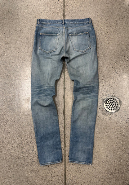 Saint Laurent ‘D02’ Distressed Blue Skinny Jeans