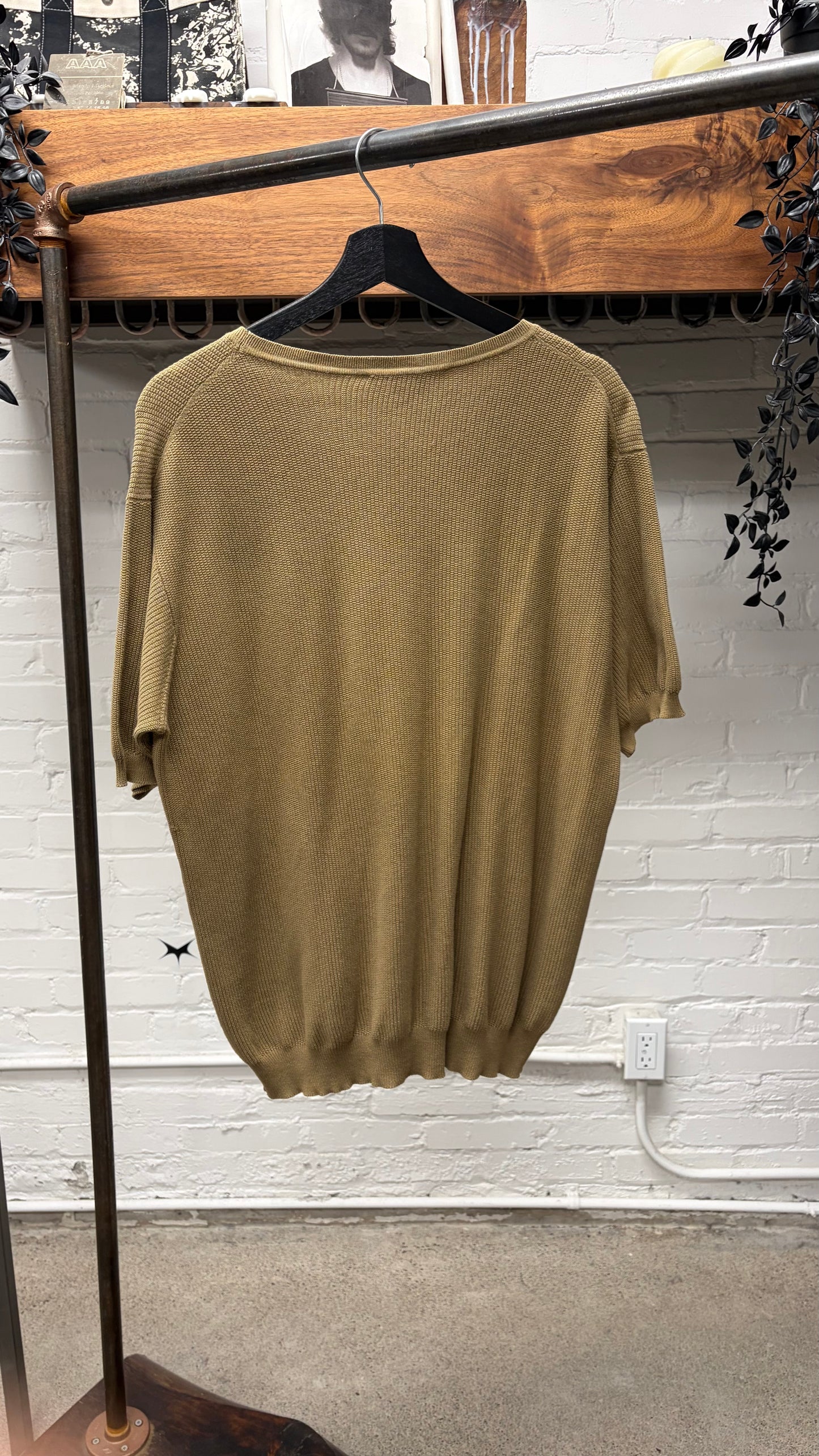 2000s Gucci Brown Wool Knit Short Sleeve Shirt
