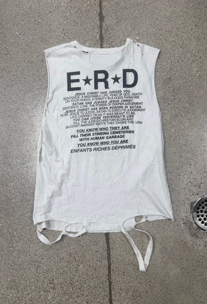 SS2016 Enfants Riche Deprimes ‘Dieu’ Distressed White Tank Top